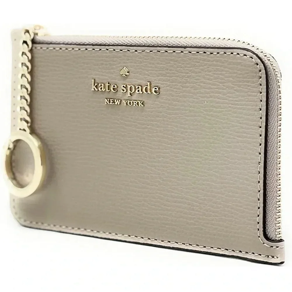 Kate Spade Darcy Medium L-Zip Card Holder Wallet in Warm Taupe WLR00595 NWT